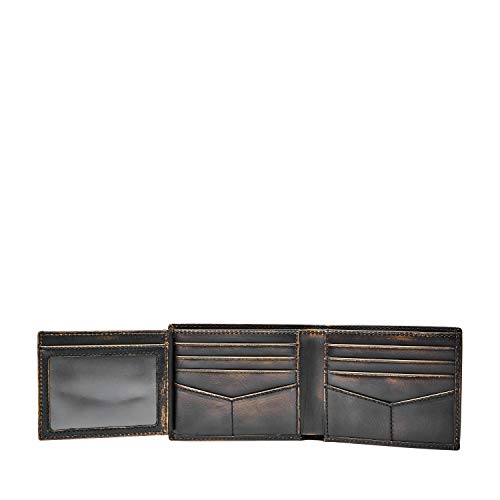 Fossil Men's Wade Leather Bifold with Flip ID Wallet, Black, (Model: ML3882001)