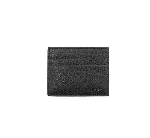 Prada Vitello Grain Calf Leather Card Case Holder Wallet, Black 2MC223