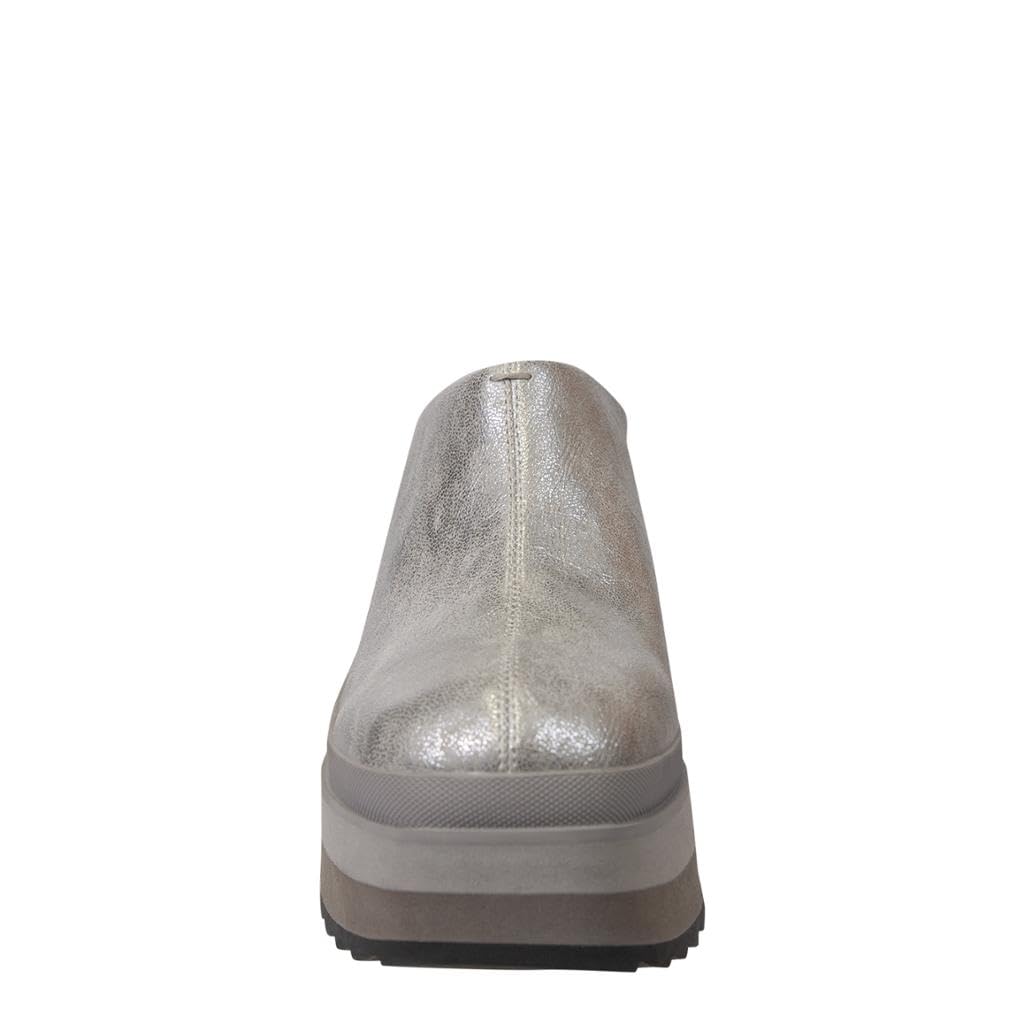 naked Feet Women's Coach Platform Clog, Silver, 7.5