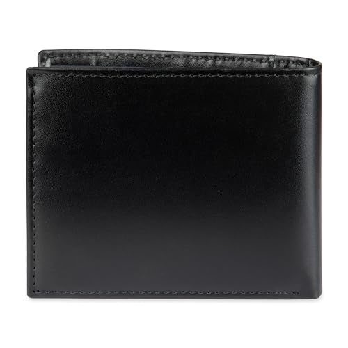 Tommy Hilfiger Men's Leather Wallet – Slim Bifold with 6 Credit Card Pockets and Removable ID Window, Black Cambridge, One Size