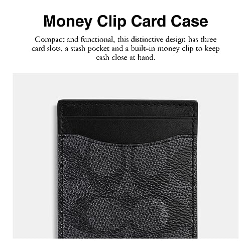 Coach Mens Money Clip Card Case in Signature, Charcoal