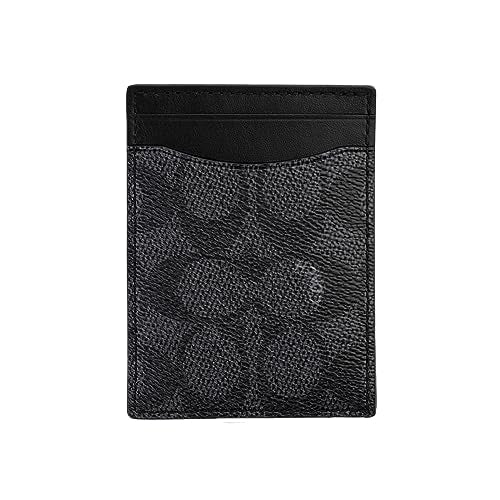 Coach Mens Money Clip Card Case in Signature, Charcoal