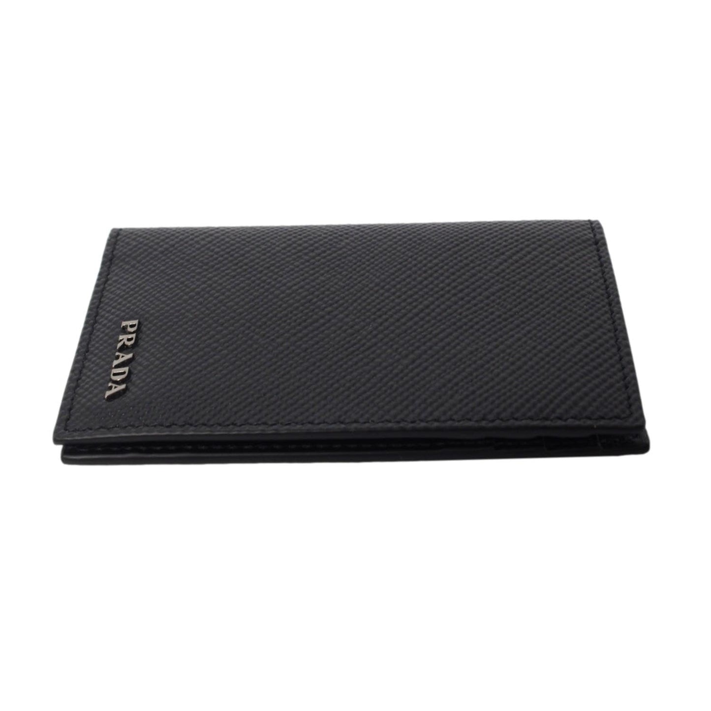 Prada Unisex Black Saffiano Leather Vertical Logo Card Holder, Small, Nero, 2MC101