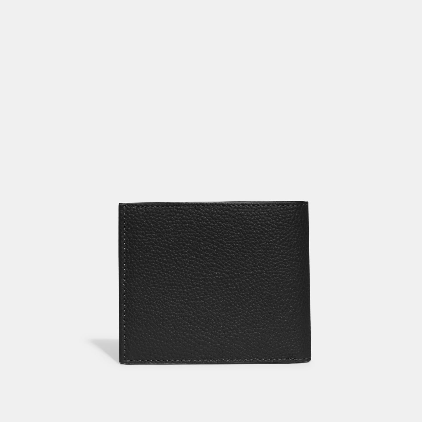 Coach Men's Refined Double Bill in Pebble Leather with Sculpted C Hardware Branding Wallets, Black