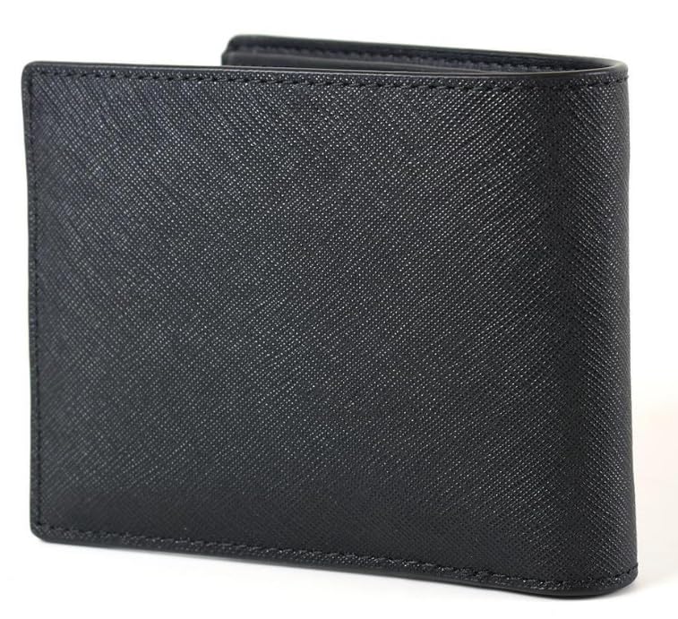 Michael Kors Men's Harrison Saffiano Leather Billfold Wallet with Passcase No Box Included (Black)