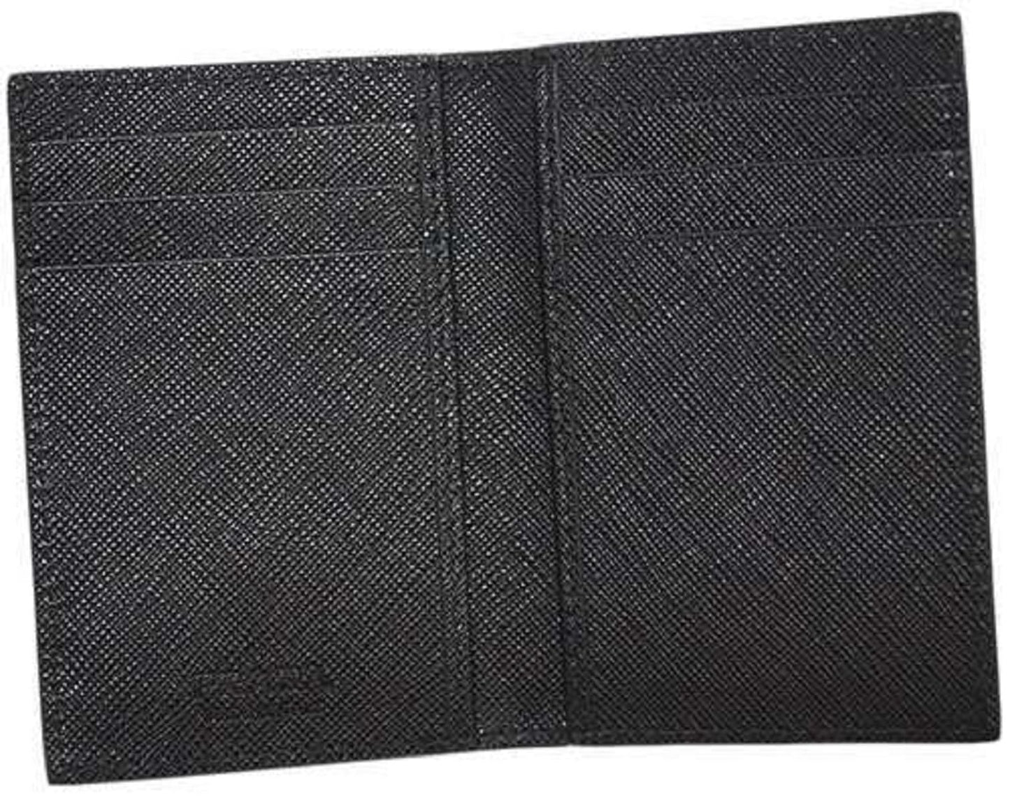 Prada Unisex Black Saffiano Leather Vertical Logo Card Holder, Small, Nero, 2MC101