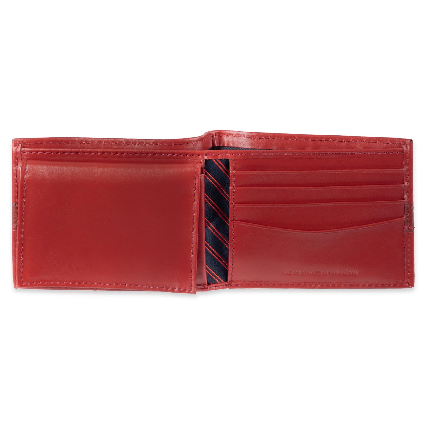 Tommy Hilfiger Men's Leather Wallet – Slim Bifold with 6 Credit Card Pockets and Removable Id Window,RedOne Size