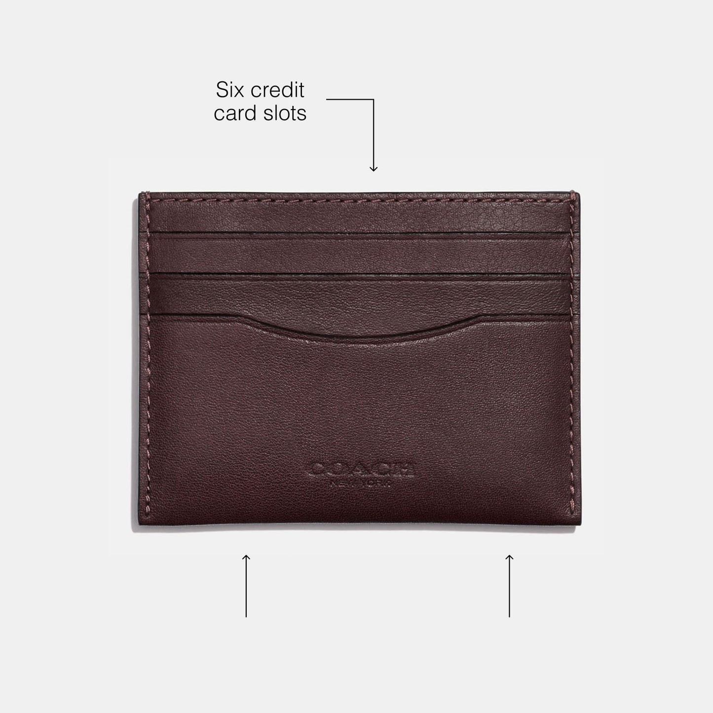 Coach Flat Card Case in Sport Calf, MAHOGANY, One Size