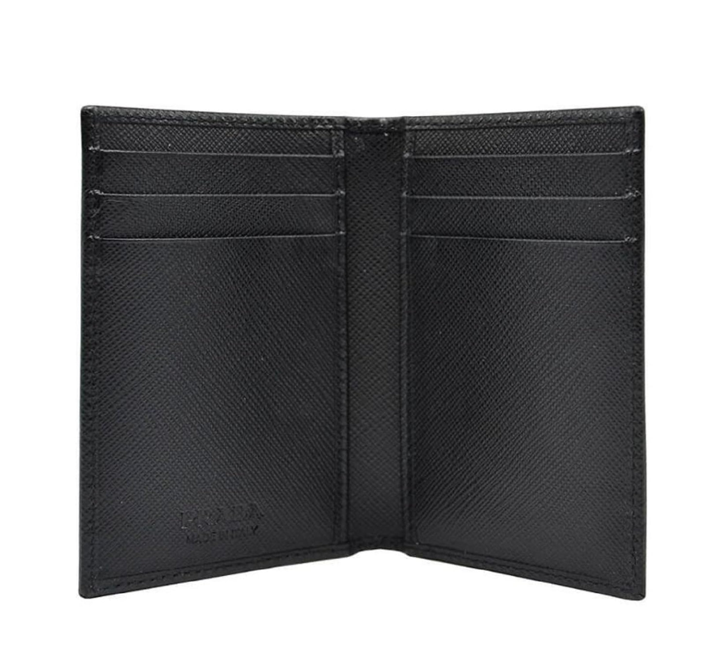 Prada Unisex Black Saffiano Leather Vertical Logo Card Holder, Small, Nero, 2MC101