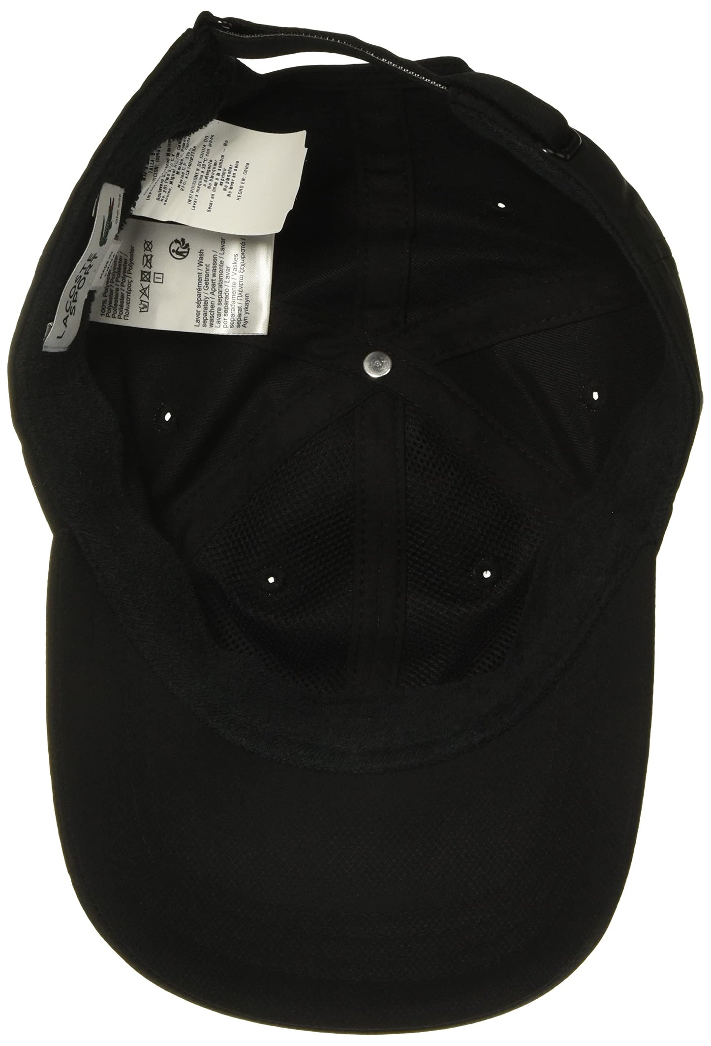 Lacoste Mens Sport Solid Taffeta Side Croc Hat, Black, One Size