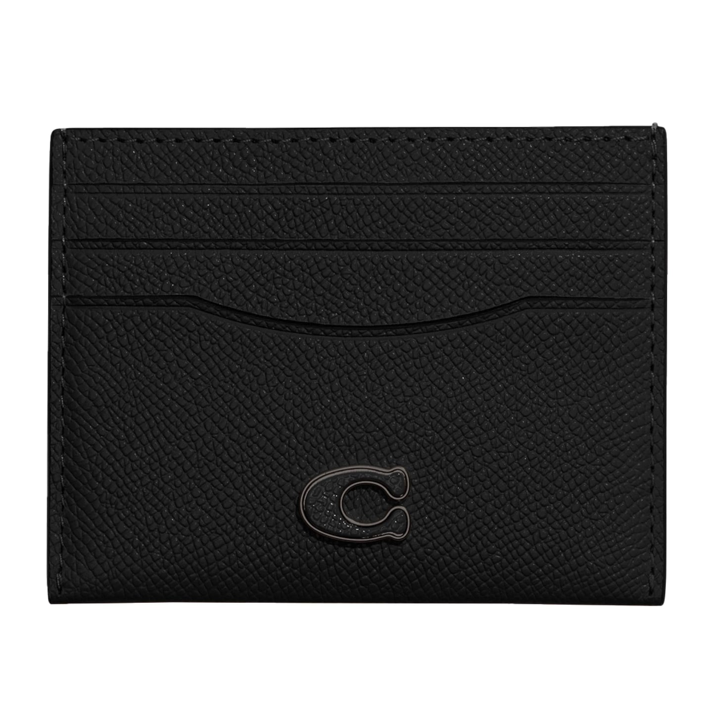 Coach Flat Card Case in Crossgrain Leather, Black, One Size