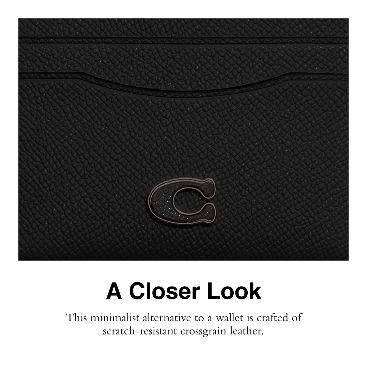 Coach Flat Card Case in Crossgrain Leather, Black, One Size