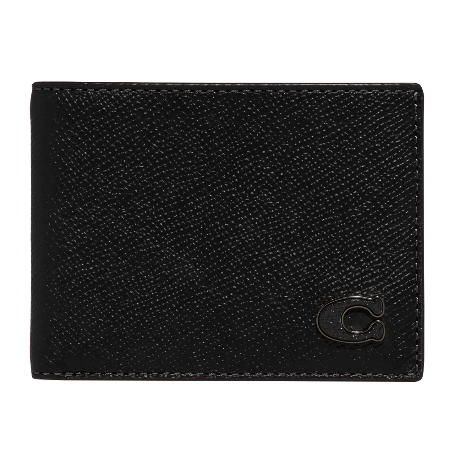 Coach Slim Billfold in Cross Grain Leather, Black, One Size