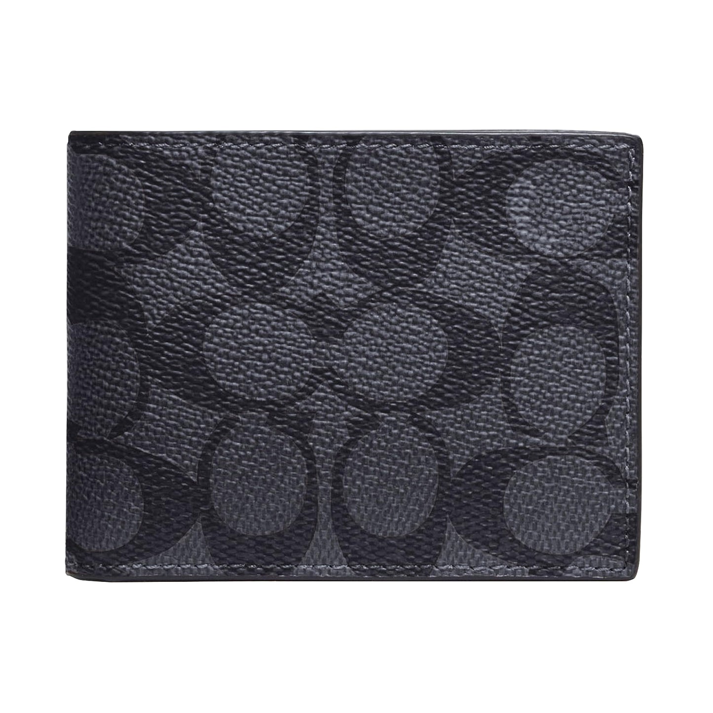 Coach Slim Billfold in Signature, Charcoal/Black, One Size