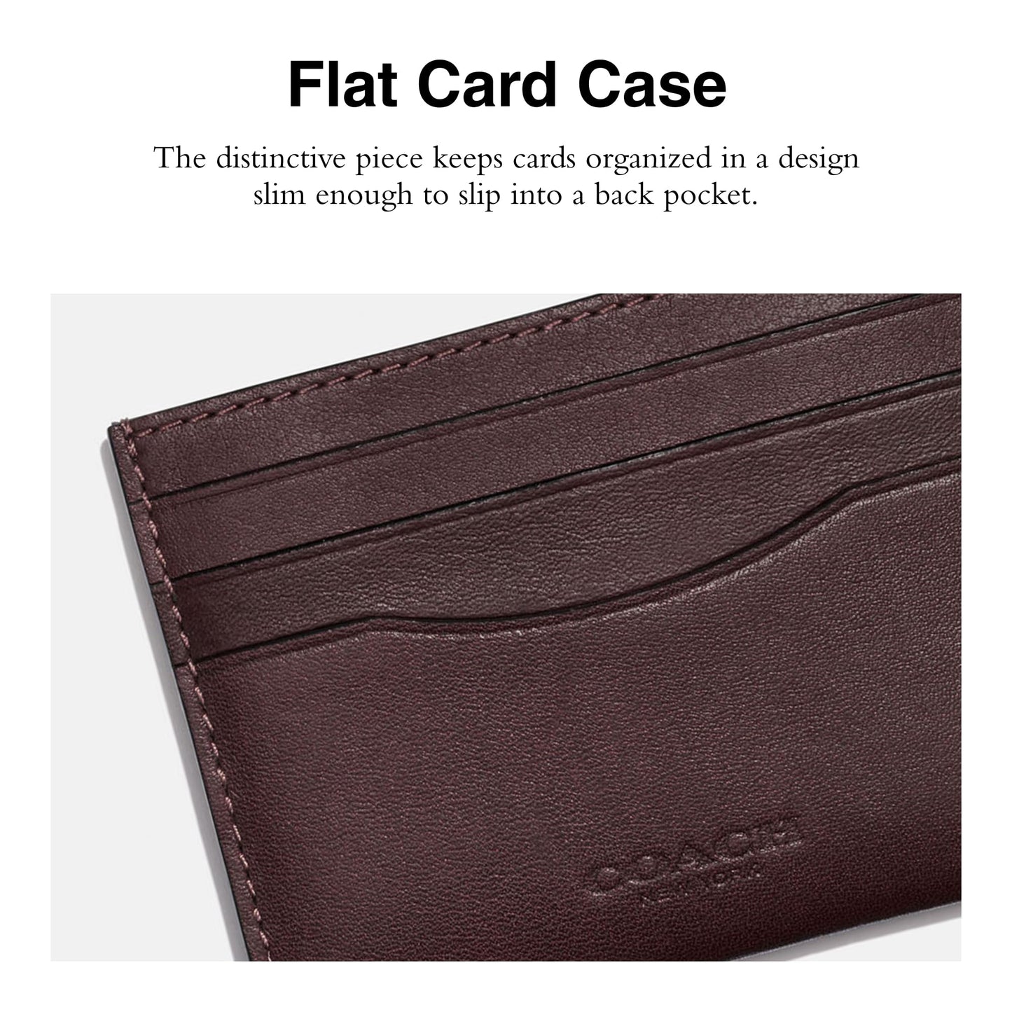 Coach Flat Card Case in Sport Calf, MAHOGANY, One Size