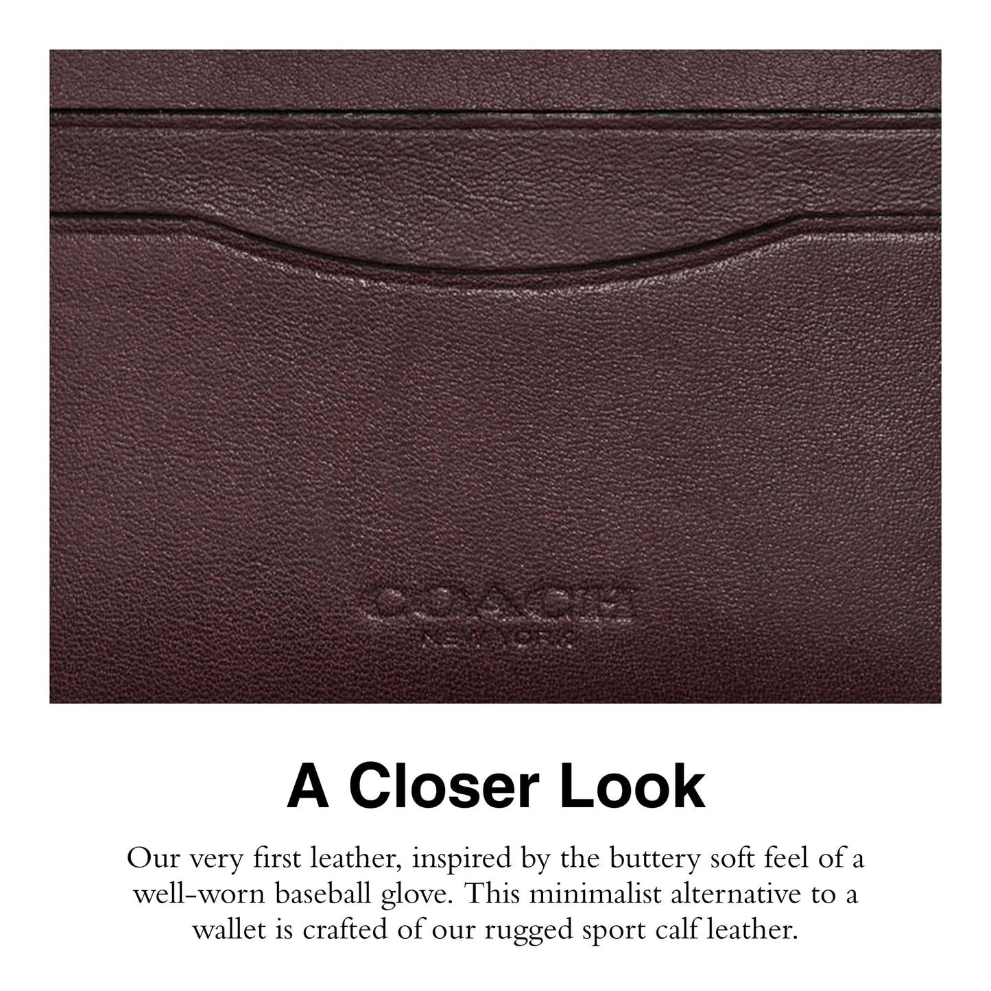 Coach Flat Card Case in Sport Calf, MAHOGANY, One Size