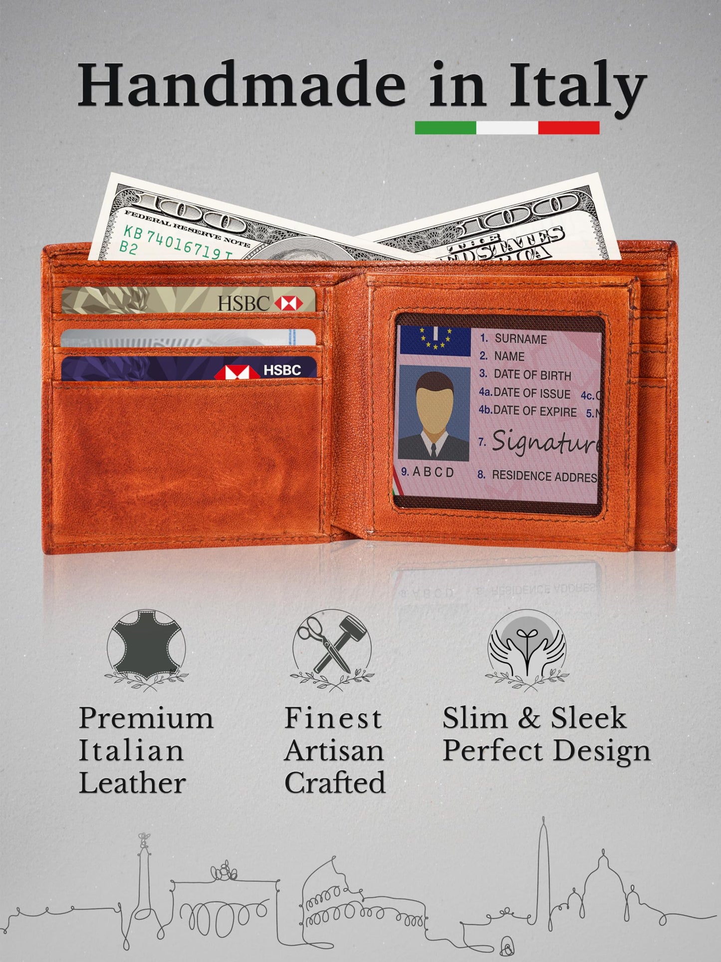 CALGARI® Italian Luxury Leather Wallets For Men | Bifold